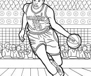 Coloriage Un joueur de la NBA dribble sur le terrain