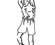 Coloriage et dessins gratuit Un joueur de la NBA en lan&ccedil;ant la balle à imprimer