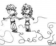 Coloriage Les Enfants font du Patin