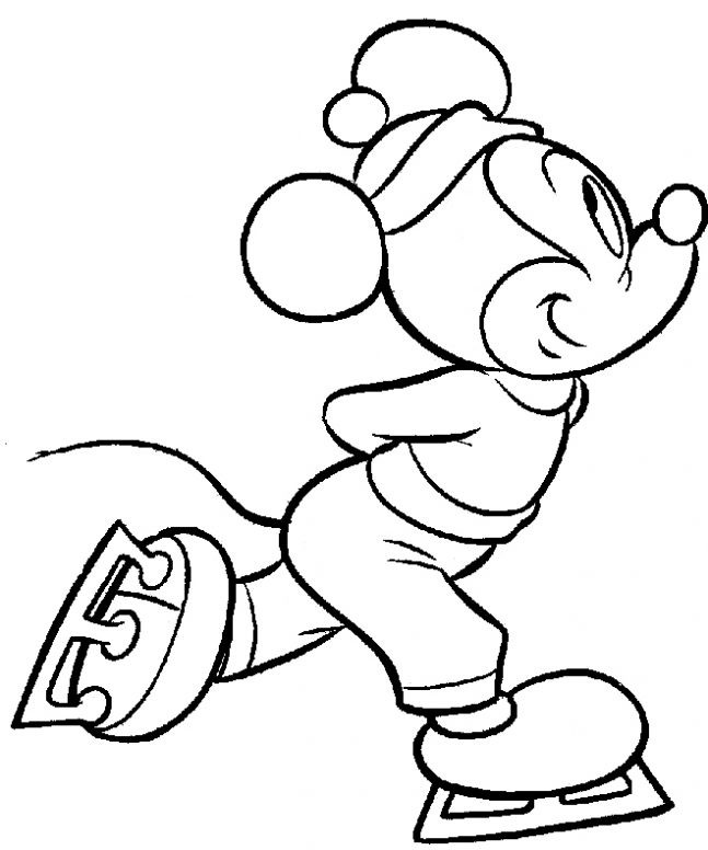 Coloriage et dessins gratuits Mickey Mouse qui patine à imprimer