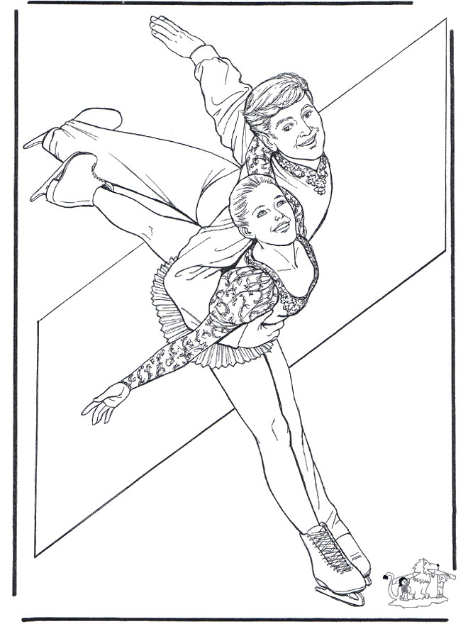 Coloriage Patinage artistique sur glace en couple