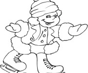 Coloriage Petite Fille amusé sur Glace