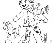 Coloriage et dessins gratuit Petite fille et son chien patinent à imprimer