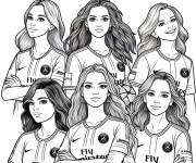 Coloriage Equipe féminine de PSG pour fille