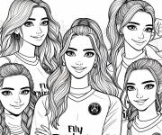 Coloriage Les belle filles joueurs de PSG