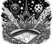 Coloriage Les symboles de l'équipe de PSG meilleure équipe française