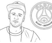 Coloriage Neymar et logo de PSG