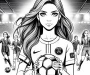 Coloriage Une belle fille joueur de PSG FC