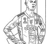 Coloriage et dessins gratuit Cristiano Ronaldo avec le logo de la Juventus à imprimer