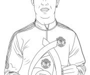 Coloriage Cristiano Ronaldo avec le troph&eacute;e