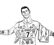 Coloriage Cristiano Ronaldo avec ses produit de marque