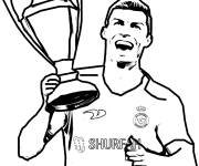 Coloriage Cristiano Ronaldo de AL Nassr gagne la coupe