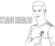 Coloriage Cristiano Ronaldo portant le maillot de Manchester