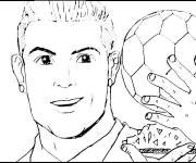 Coloriage Photo de Cristiano Ronaldo avec le ballon d'or