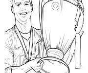 Coloriage Photo de Ronaldo avec le troph&eacute;e