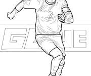 Coloriage Ronaldo dribble la balle