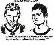 Coloriage Ronaldo et Messi pendant la coupe du monde 2018
