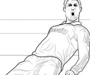Coloriage Ronaldo glisse sur le terrain