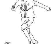 Coloriage Ronaldo pr&ecirc;t a tirer le ballon