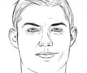 Coloriage T&ecirc;te de Cristiano Ronaldo au crayon
