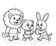 Coloriage Animaux jouent au rugby