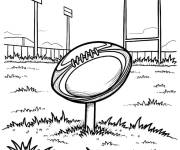 Coloriage Ballon au milieu de terrain de rugby