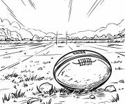 Coloriage Ballon de rugby dans le terrain