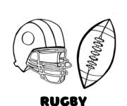 Coloriage Ballon rugby avec casque de football