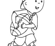 Coloriage et dessins gratuit Caillou en jouant au rugby à imprimer