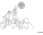 Coloriage Chaque &eacute;quipe de rugby essaie d'attraper le ballon