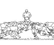 Coloriage Deux &eacute;quipe de rugby pendant le match