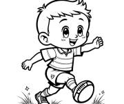 Coloriage Enfant s'amusant avec le ballon de rugby