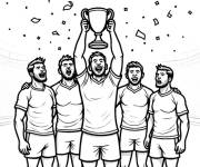 Coloriage Equipe de rugby qui gagne le championnat