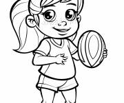 Coloriage Fille mignon joueur de rugby