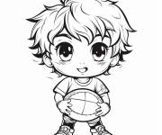 Coloriage Garcon aimable tenant le ballon de rugby