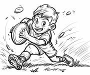 Coloriage Garcon amus&eacute; au rugby