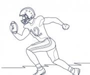 Coloriage Joueur de football am&eacute;ricain en sprint
