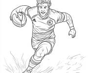 Coloriage Joueur de rugby en plein vitesse