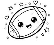 Coloriage Kawaii ballon de rugby