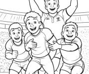 Coloriage La joie de l'&eacute;quipe de rugby