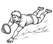 Coloriage Le joueur a bien attrape le ballon de rugby