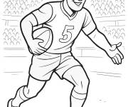 Coloriage Le joueur attrape le ballon de rugby