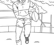 Coloriage Le joueur de rugby en courant