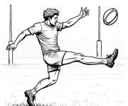 Coloriage Le rugbyman tirant le ballon