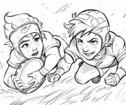 Coloriage Les deux copains au rugby