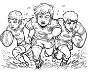 Coloriage Les &eacute;quipe de rugby en attaque