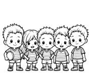 Coloriage Les petits enfants jouant au rugby
