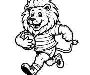 Coloriage Lion avec ballon de rugby