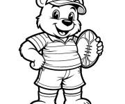 Coloriage Ourson joueur de rugby
