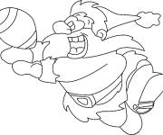 Coloriage et dessins gratuit P&egrave;re No&euml;l avec le ballon de rugby à imprimer